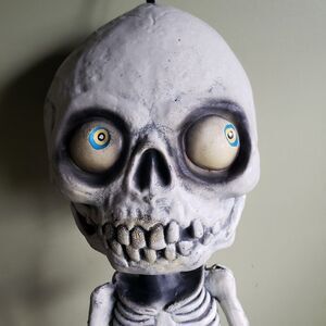 2001 Vintage Paper Magic Group Skeleton Hanging Latex Rubber Halloween Prop Blue